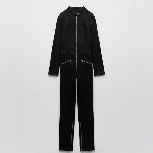 Zara Black Jumpsuit Zippers New - Picture 8 of 11